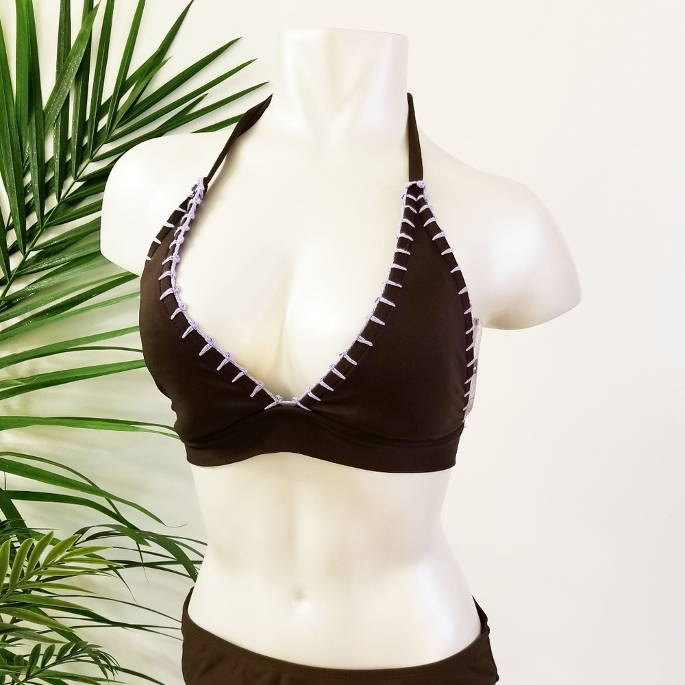 Mossimo Espresso Lavender Bikini Halter Top Small
